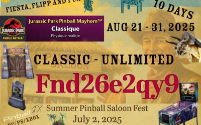 Aug 21 – 31, 2025 Jurassic Park Pinball Mayhem